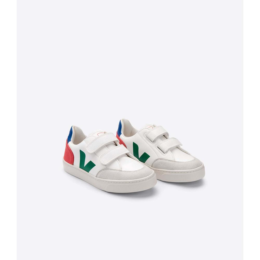 Veja V-12 LEATHER Schoenen Kinderen White/Green | NL 752GSO